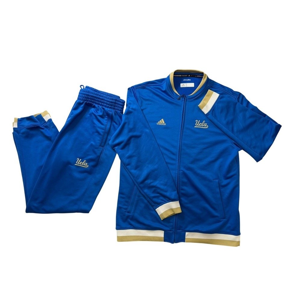 Adidas UCLA Bruins Mens Climalite Track Suit Blue Gold Jacket Pants Set Large